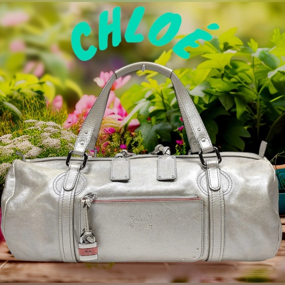 CHLOÉ Paddington Boston Leather Bag- Metallic Silver 😍 - Picture 1 of 10